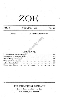 1. Aufl., San Diego, Ca. 1904. 5 S., engl., Heftg., 15 x 24 cm, 20 g, (2) Stempel, evtl. Schluß auf Teilseite 195